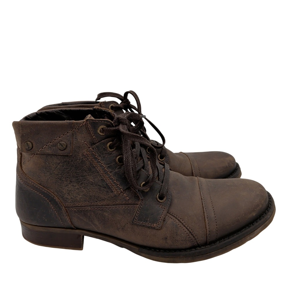 Bullboxer Brosus Brown Leather Cap Toe Lace Up Combat Boots Mens 8 EU 41